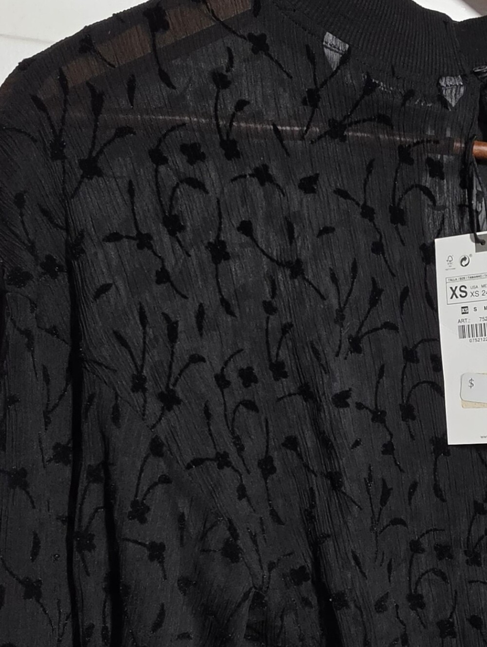 Zara Elegant Semi Sheer Black Blouse Top - Picture 6 of 12